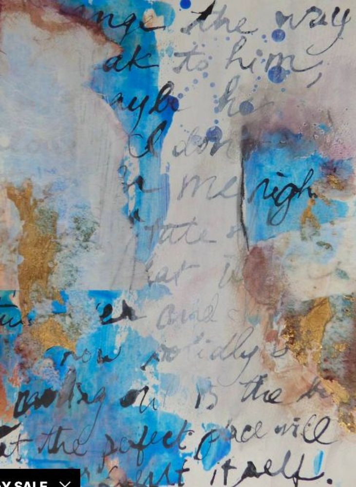 Modern Abstract Blue Gold by Deb Chaney