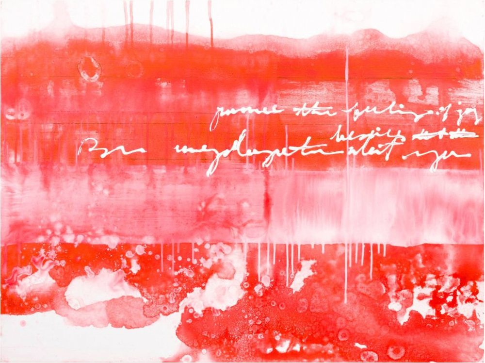 Red Abstract Calligraphy by Deb Chaney