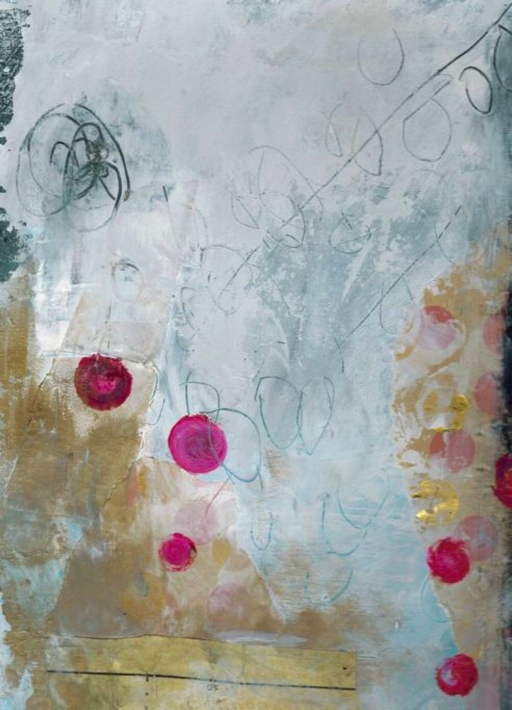 Vibrant Abstract Gold Pink by Deb Chaney