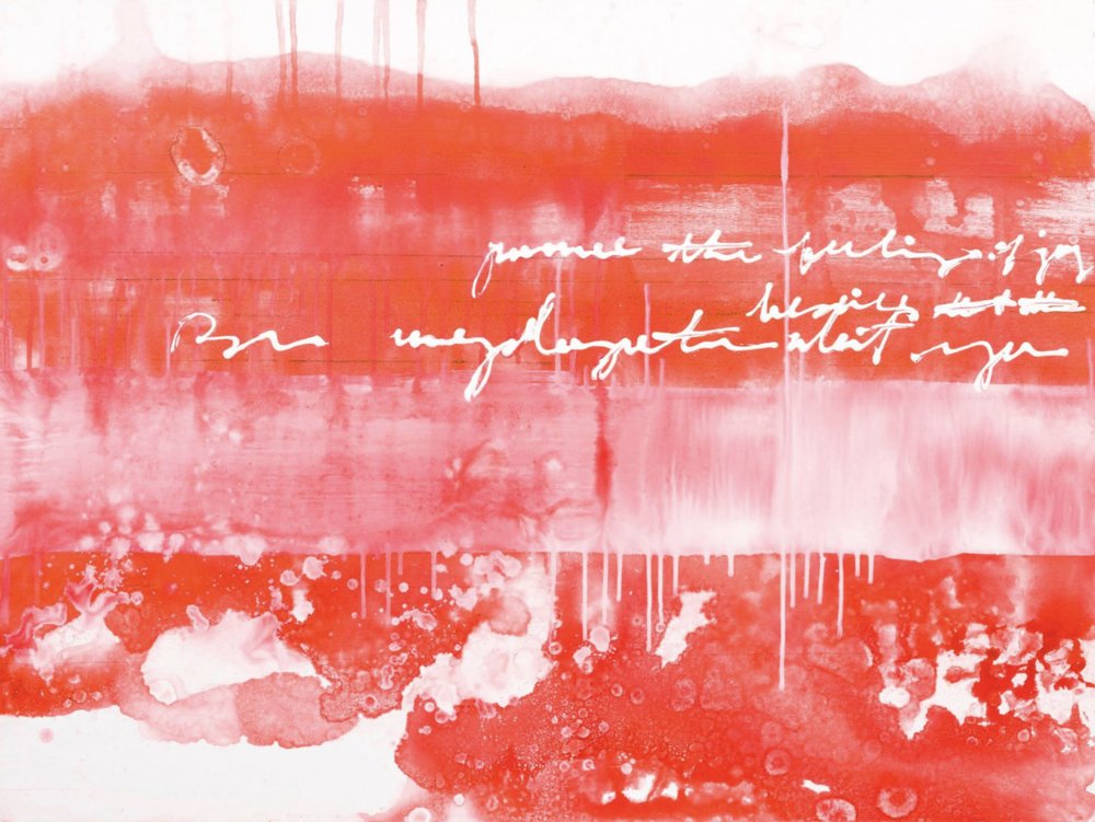 Vibrant Red Abstract Script by Deb Chaney