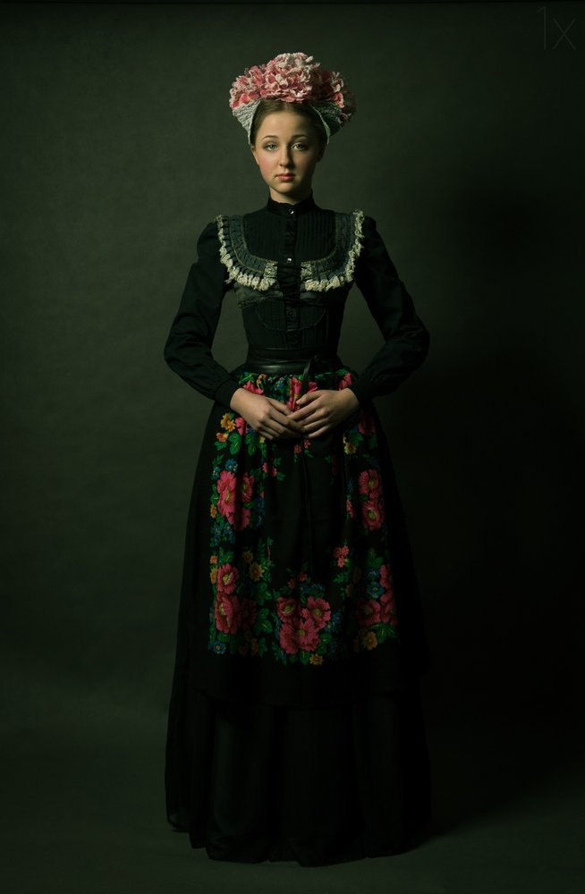 Young Woman Floral Folk by Denisa Justusová Šumcová