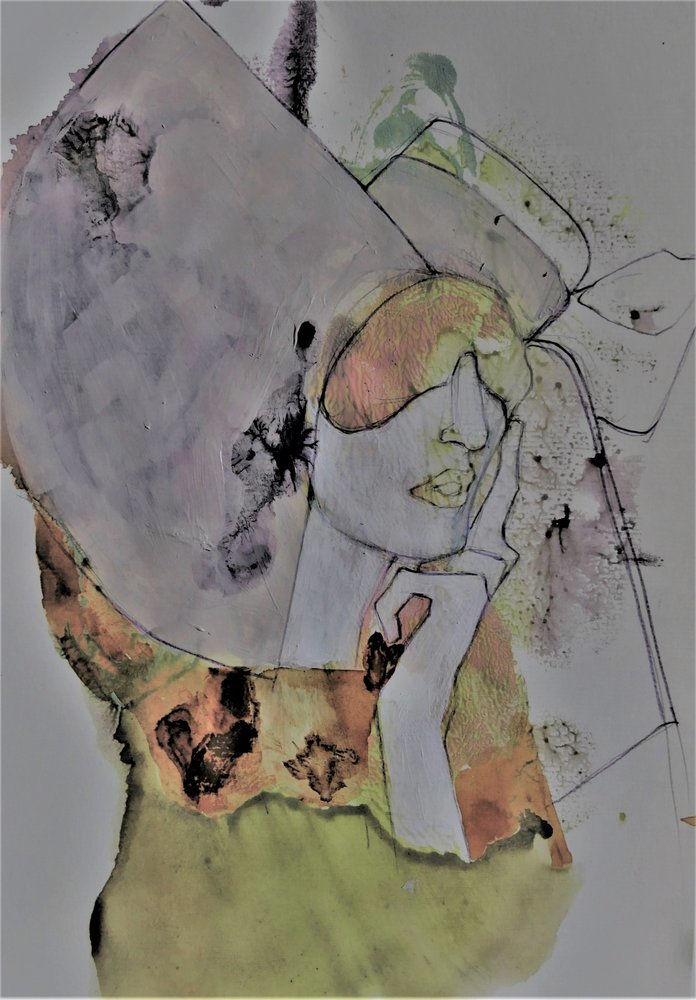 Abstract Pensive Woman by Doris Schmitz