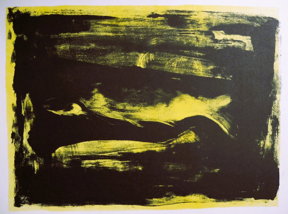 Bold Yellow Dark Abstract by Doris Schmitz