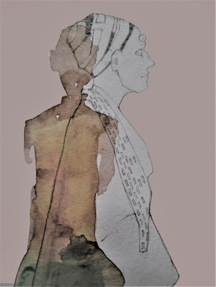 Contemplative Female Profile by Doris Schmitz