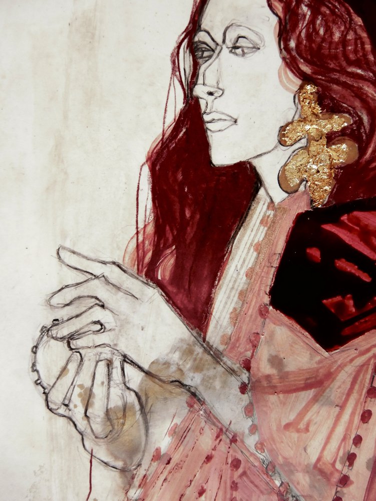 Contemplative Woman Profile by Doris Schmitz