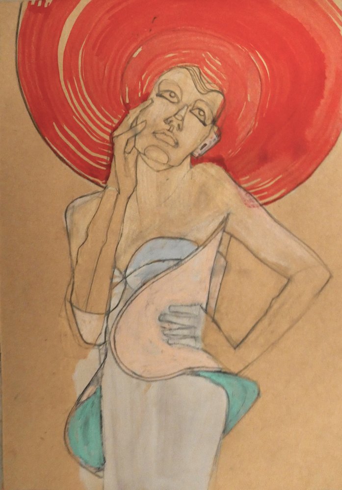 Elegant Red Hat Woman by Doris Schmitz