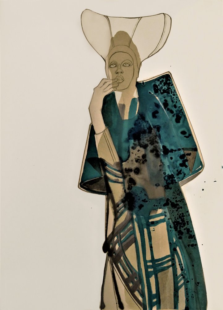 Elegant Teal Fashion Portrait by Doris Schmitz