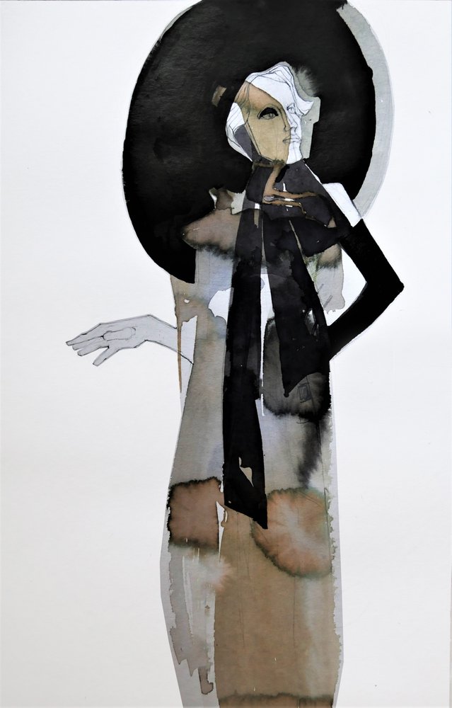Elegant Woman with Hat by Doris Schmitz