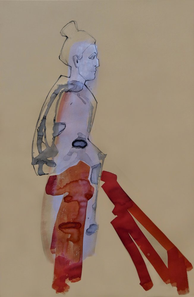 Flowing Red Figure by Doris Schmitz