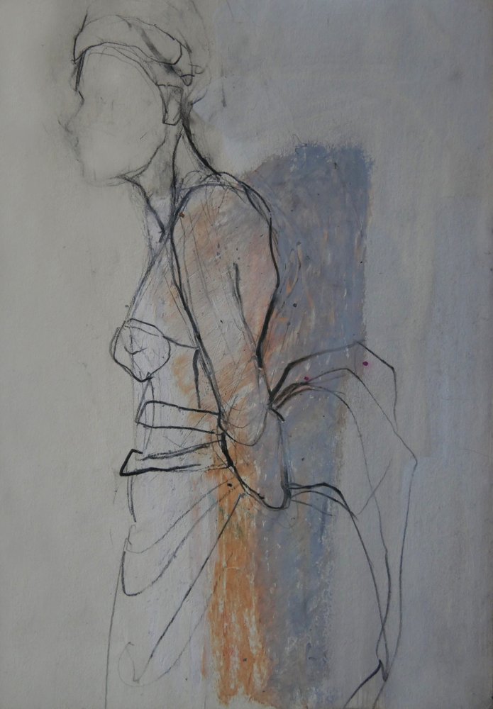 Graceful Draped Figure Sketch by Doris Schmitz