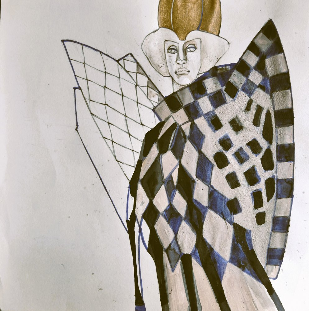 Harlequin Fashion Portrait by Doris Schmitz