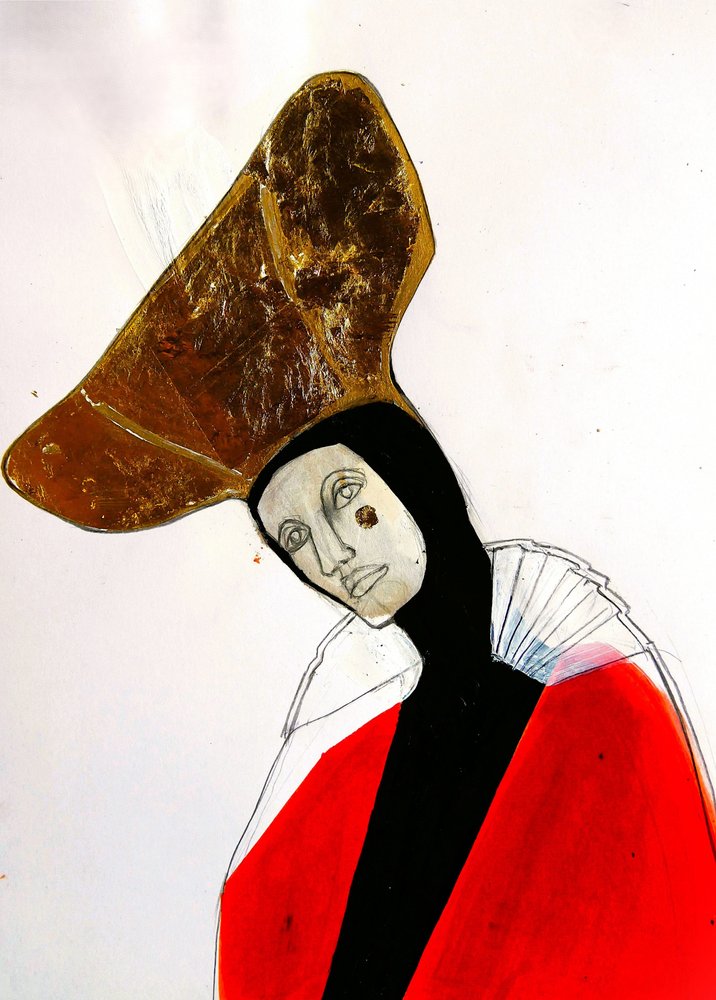 Mysterious Golden Hat Figure by Doris Schmitz