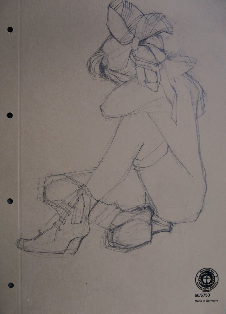Pensive Girl Sketch by Doris Schmitz
