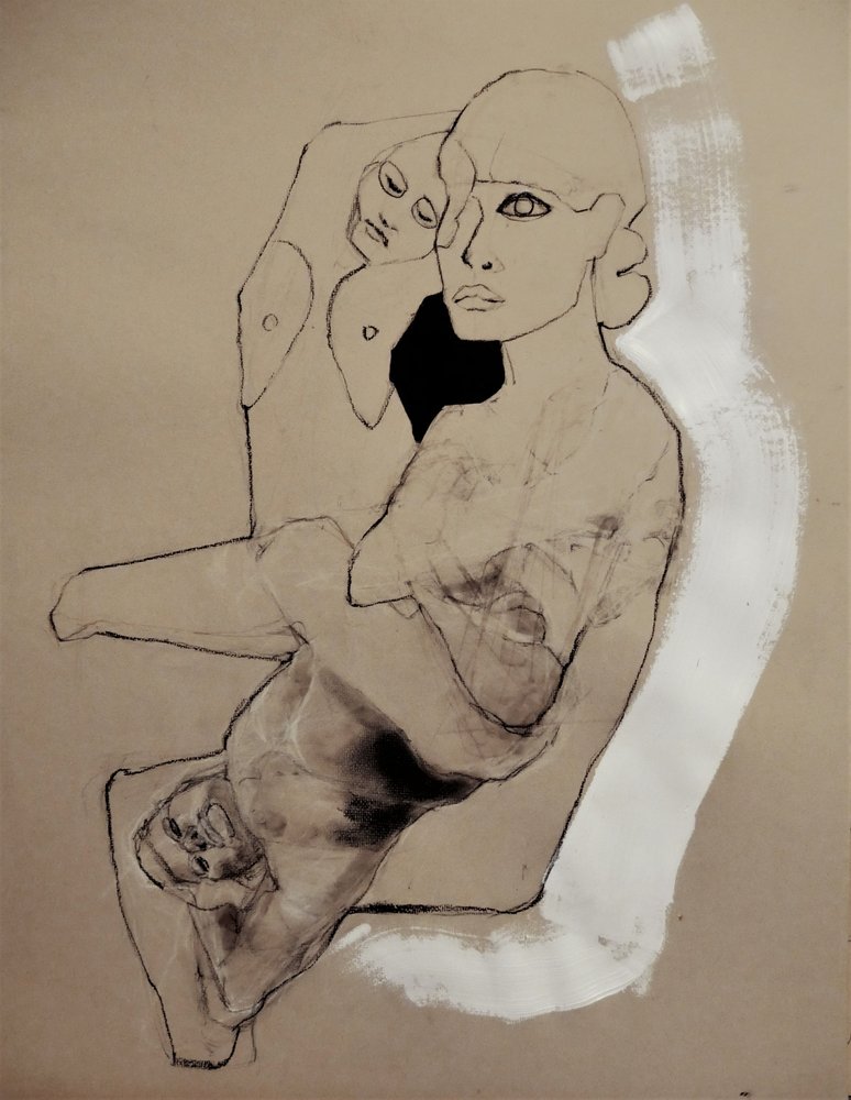 Pensive Woman Sketch by Doris Schmitz