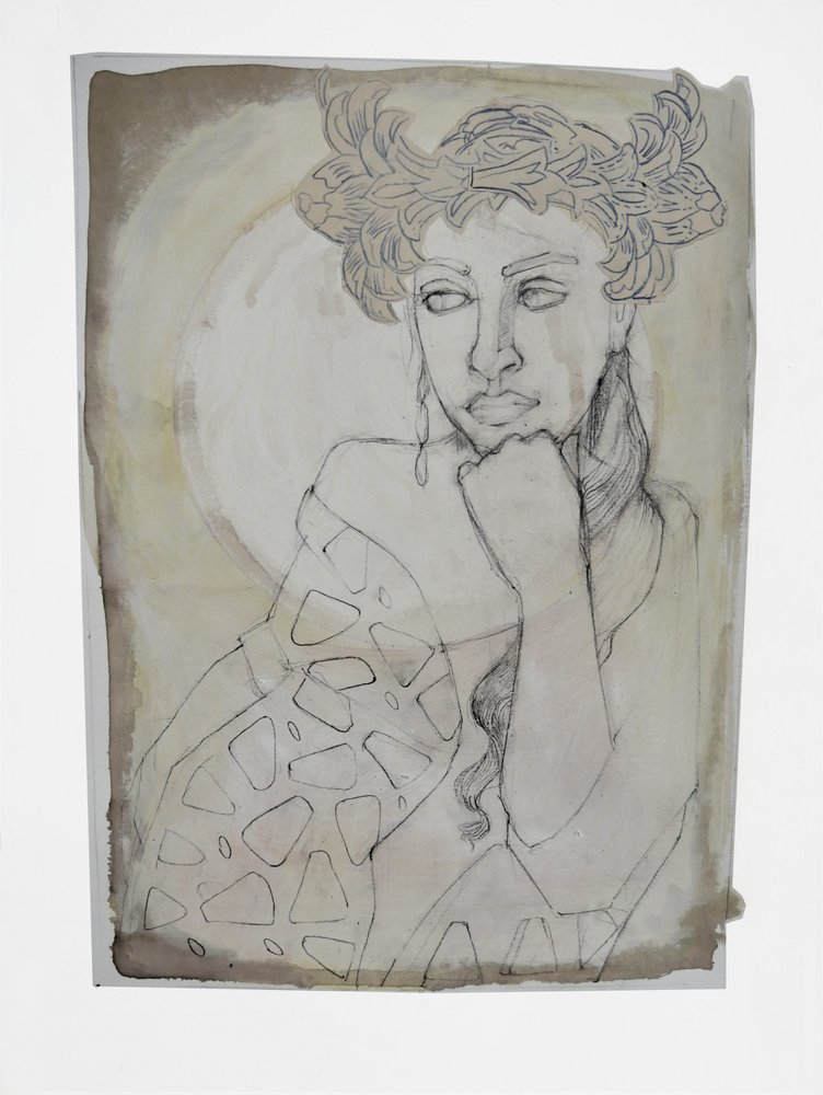 Pensive Woman with Crown by Doris Schmitz