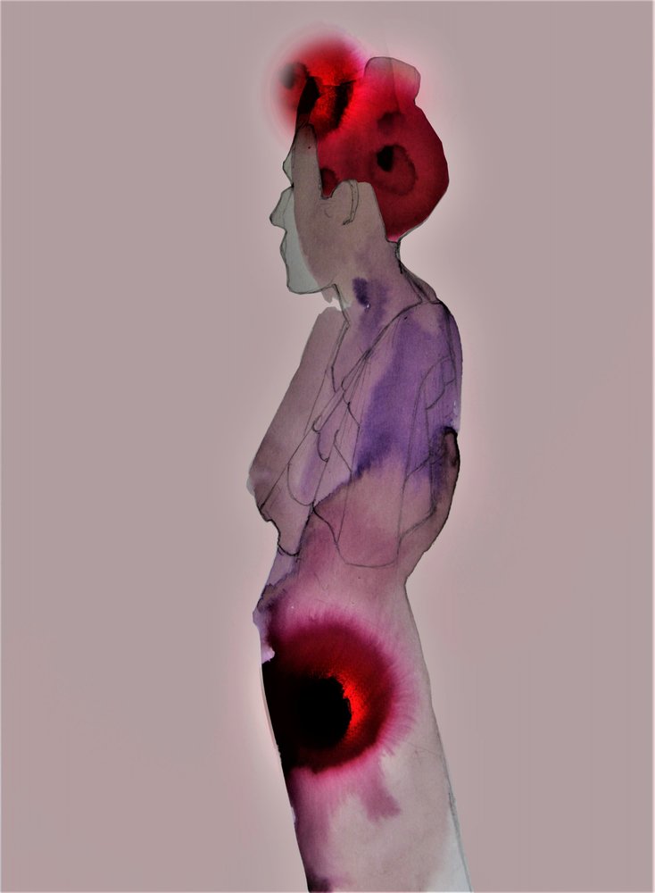 Pregnant Woman Inner Struggle by Doris Schmitz