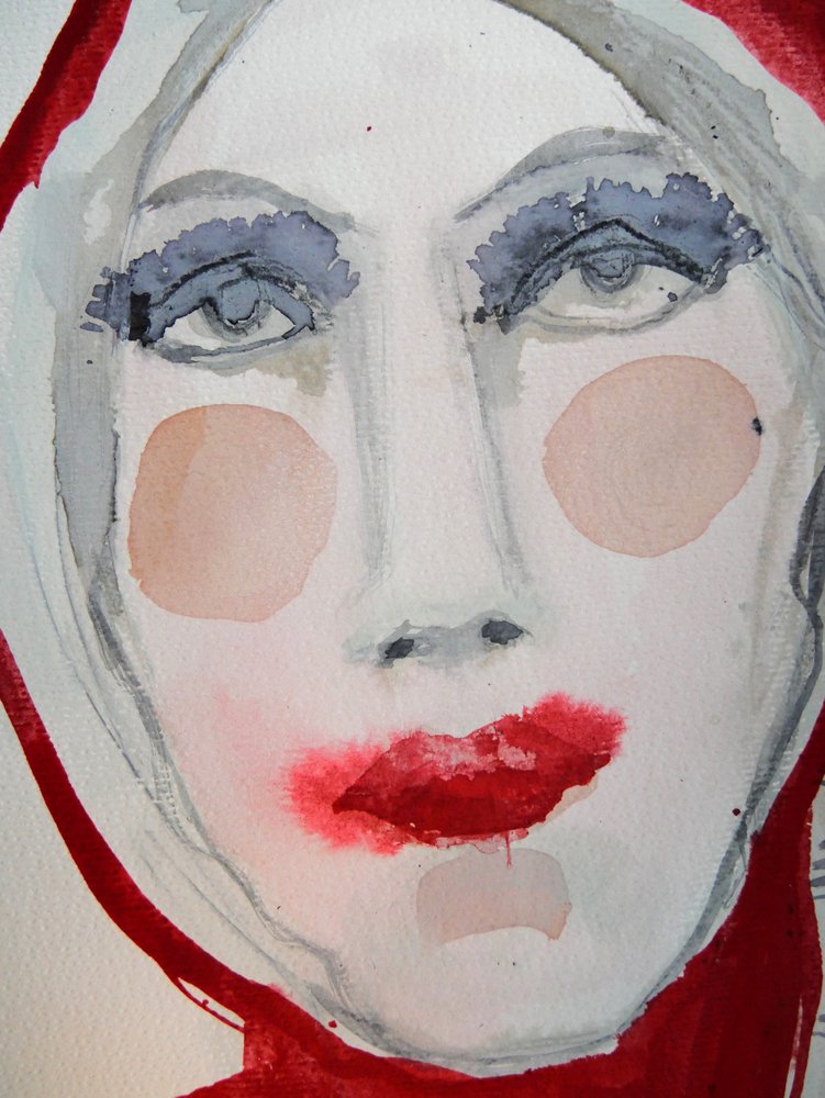 Red Lip Portrait by Doris Schmitz