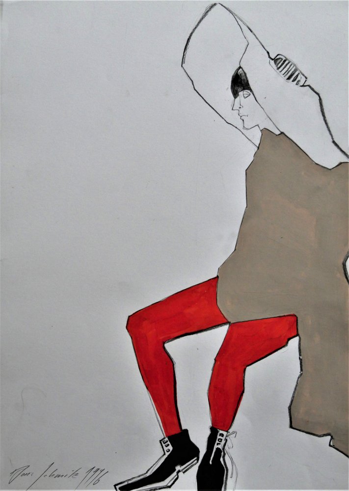 Stylish Red Tights Woman by Doris Schmitz