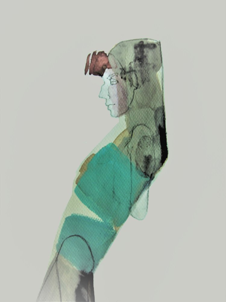 Teal Draped Profile by Doris Schmitz