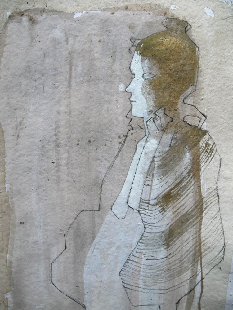 Thoughtful Profile Drawing by Doris Schmitz