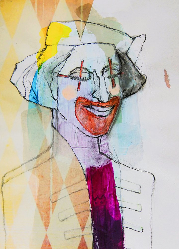 Whimsical Clown Portrait by Doris Schmitz