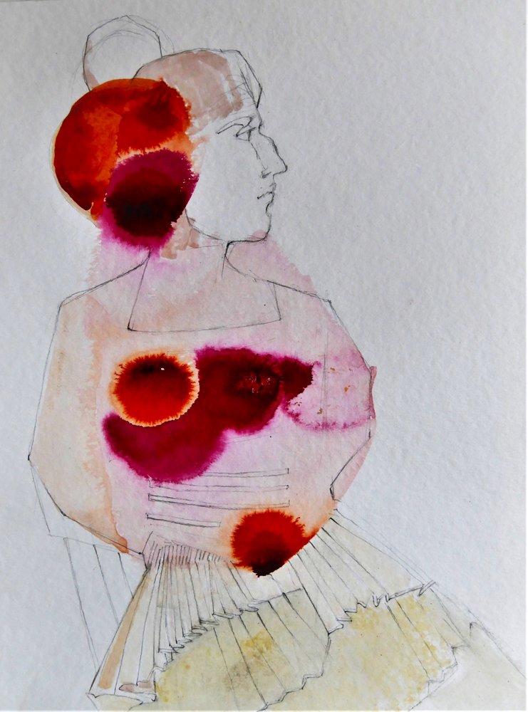 Woman in Red Profile by Doris Schmitz