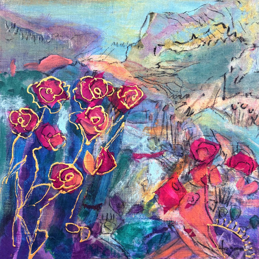 Vibrant Abstract Roses by Dorothy Fagan