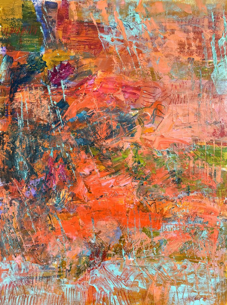 Vibrant Coral Abstract by Dorothy Fagan