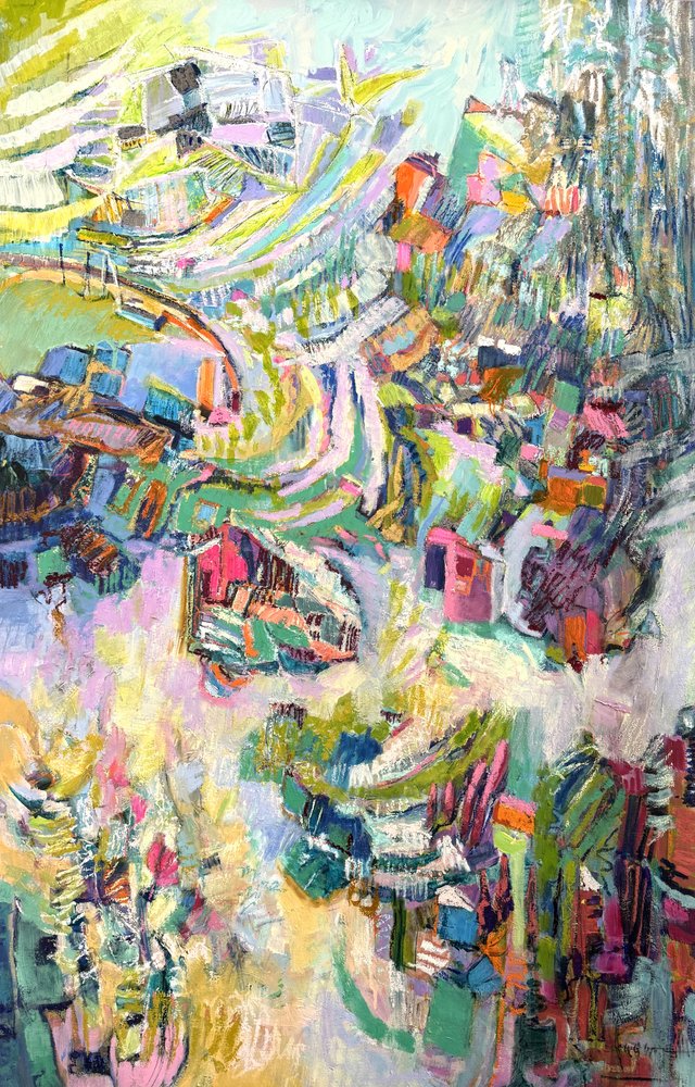 Vibrant Hillside Village by Dorothy Fagan