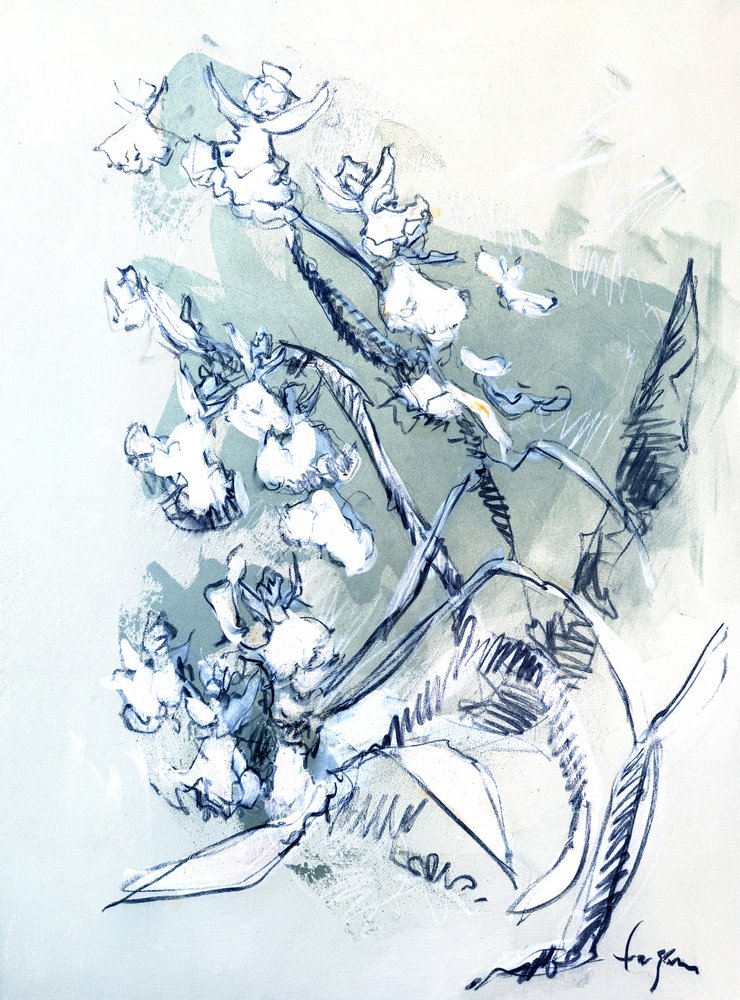 White Orchid Drawing by Dorothy Fagan