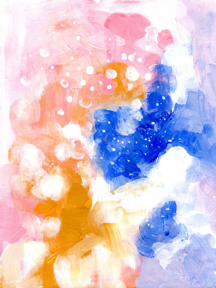 Dreamy Pink Blue Abstract by Ejaaz Haniff