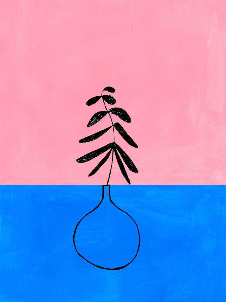 Minimal Pink Blue Plant by Ejaaz Haniff
