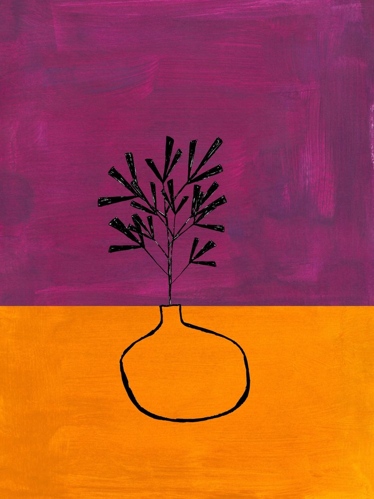 Purple Orange Plant Vase by Ejaaz Haniff