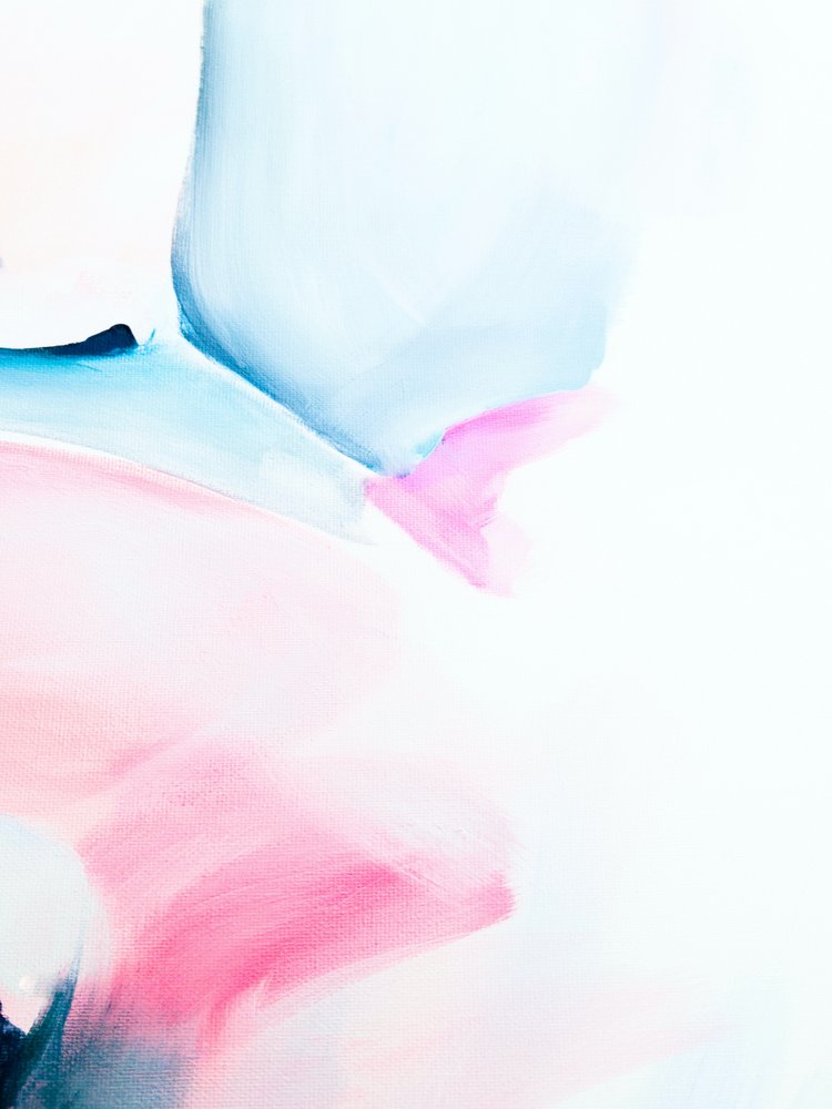Soft Pink Blue Abstract by Ejaaz Haniff