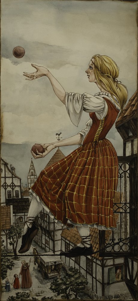 Whimsical Juggler Over Town by Ekaterina Andersson