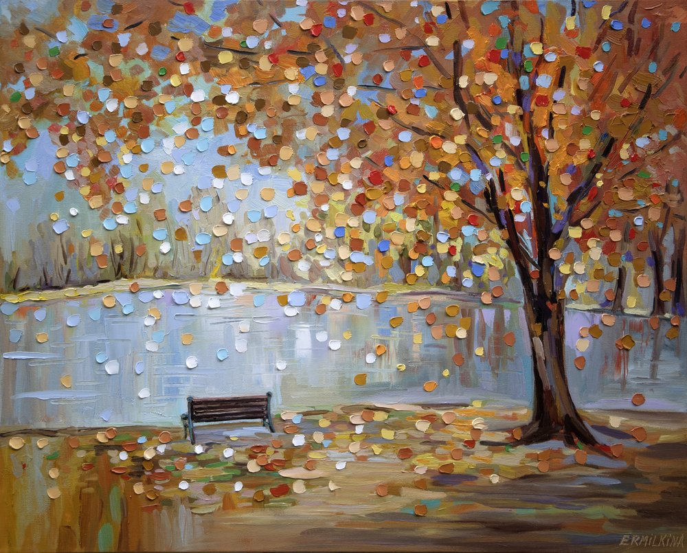 Autumn Park Bench by Ekaterina Ermilkina