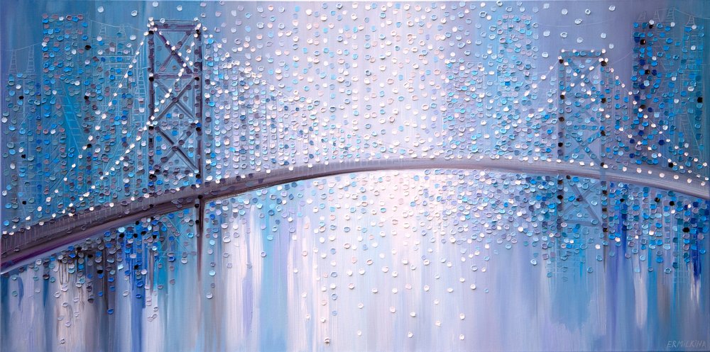 Blue Abstract Bridge by Ekaterina Ermilkina