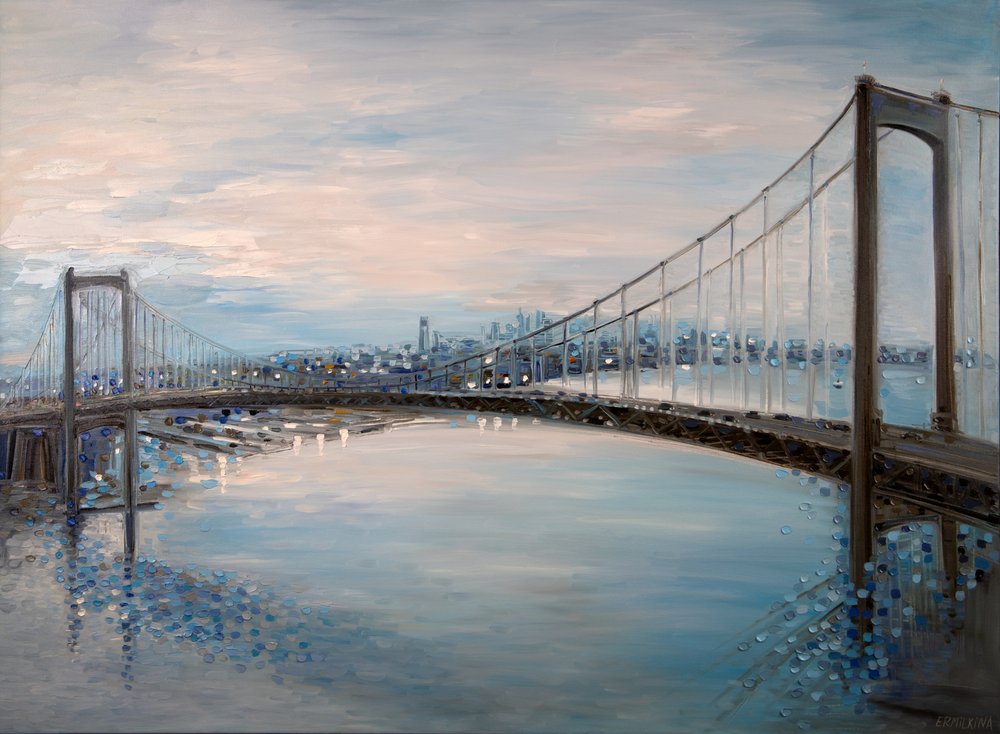 Twilight Bridge Reflections by Ekaterina Ermilkina