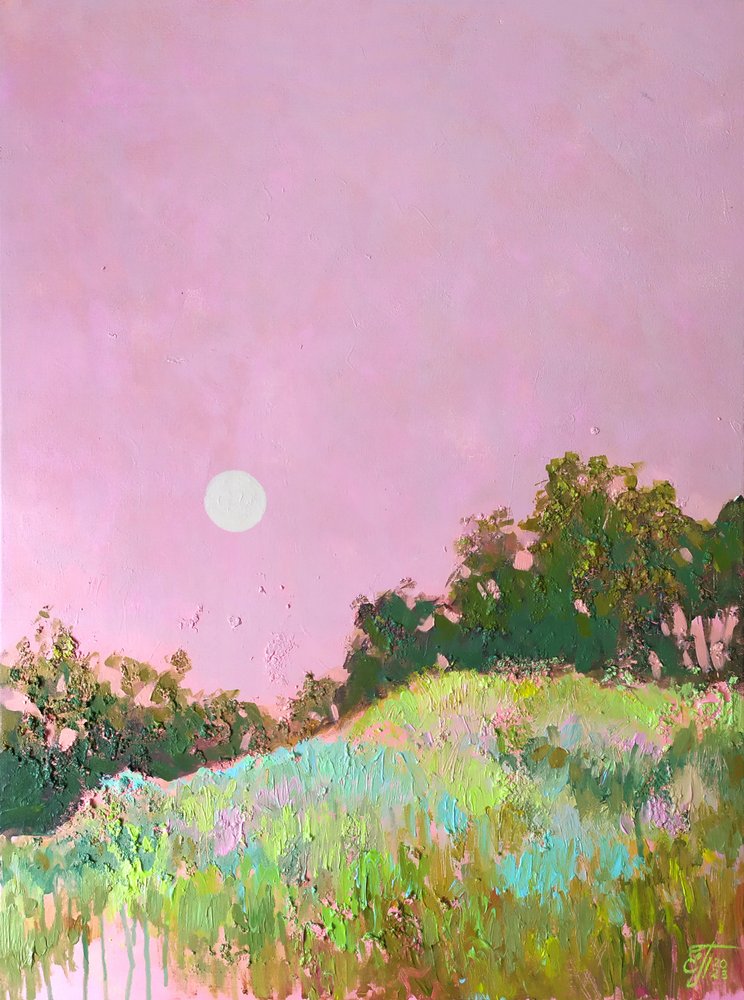 Dreamy Pink Green Hills by Ekaterina Prisich
