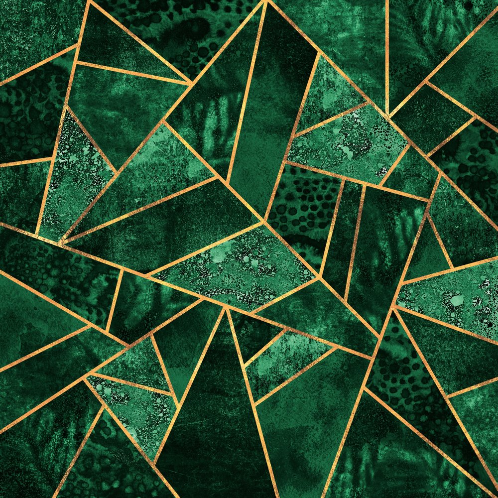 Emerald Gold Geometric by Elisabeth Fredriksson