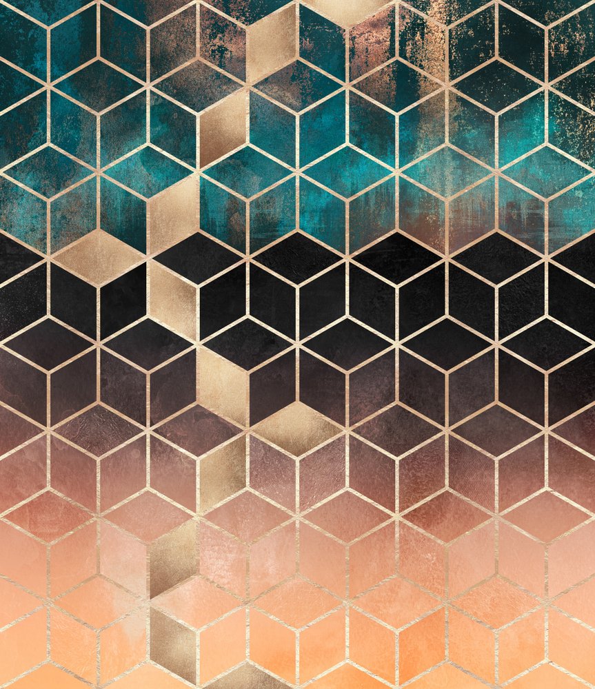 Gold Ombre Geometric Pattern by Elisabeth Fredriksson