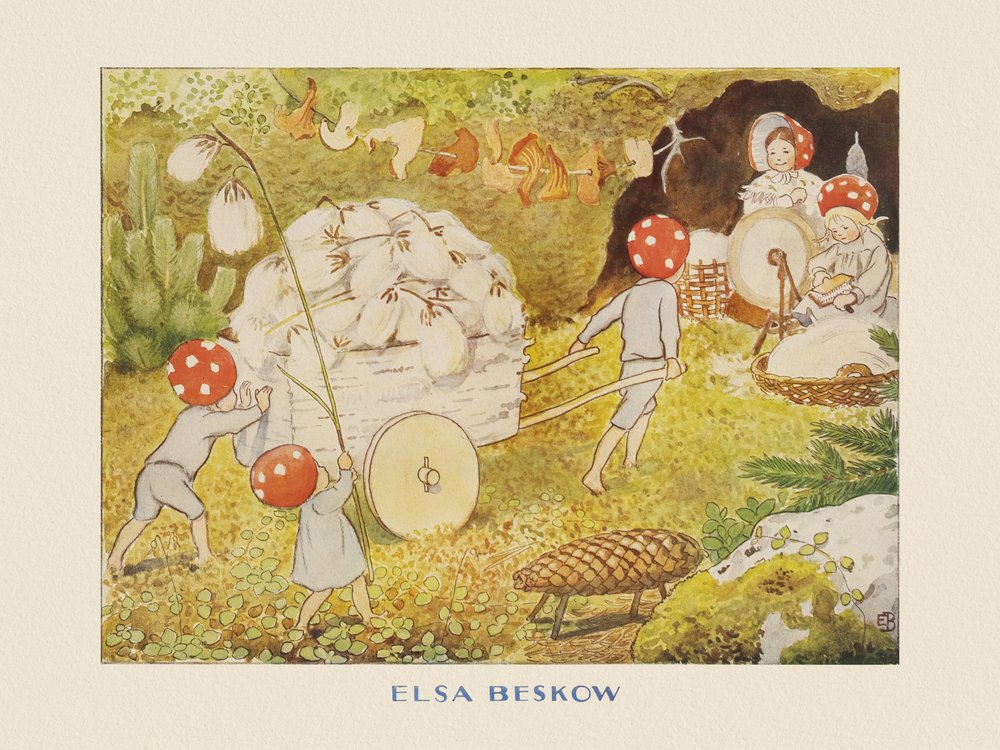 The Children of the Forest - Mushroom Kids Cotton by Elsa Beskow