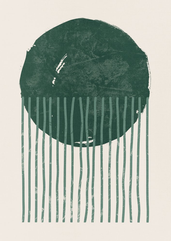 Dark Green Abstract Lines by Ema Paraschiv