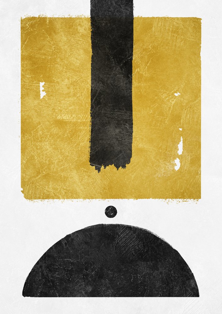 Golden Black Geometric Forms by Ema Paraschiv