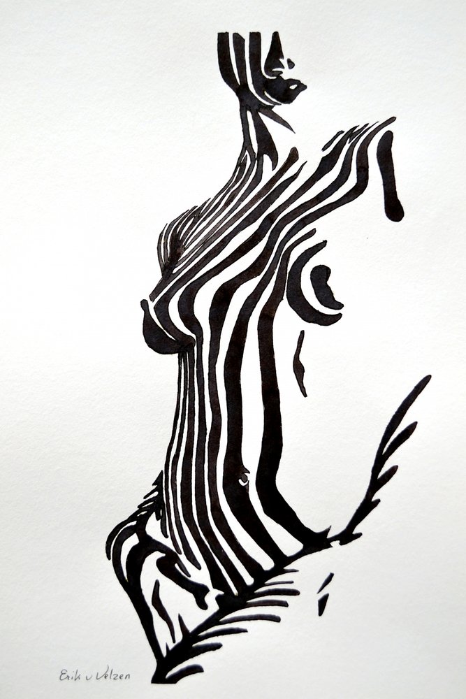 Zebra Striped Nude by Erik Van Velzen