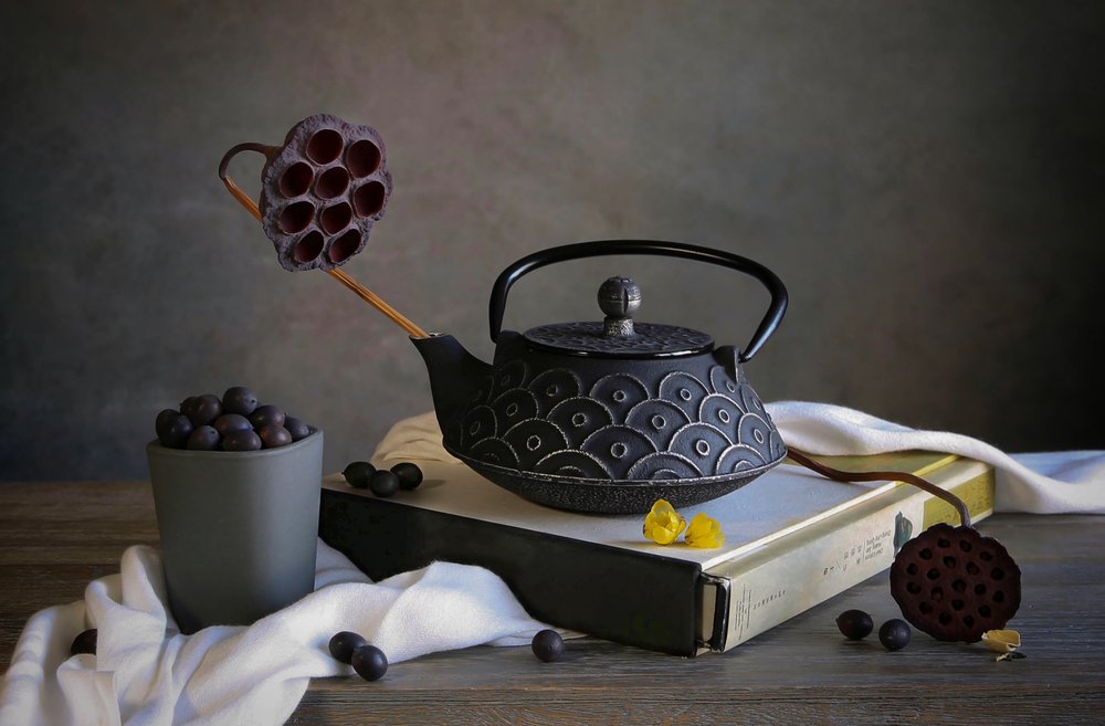 Zen Teapot and Berries by Fangping Zhou