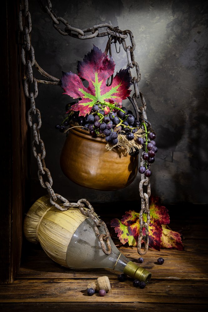Autumn Wine Still Life by Felice Angelino