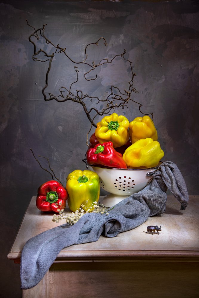 Colorful Peppers Still Life by Felice Angelino