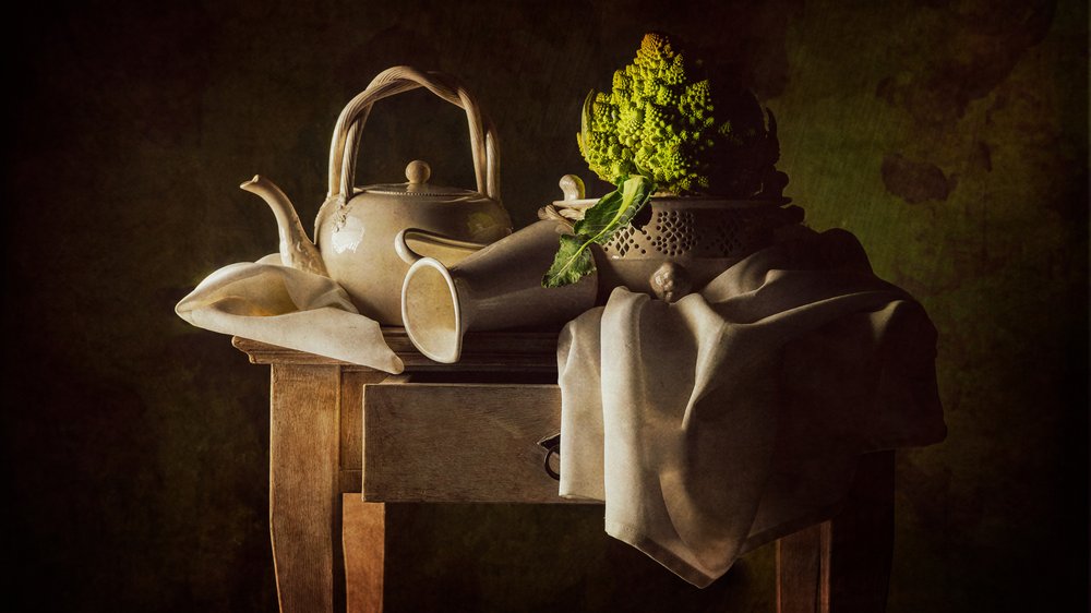 Moody Teapot Still Life by Felice Angelino