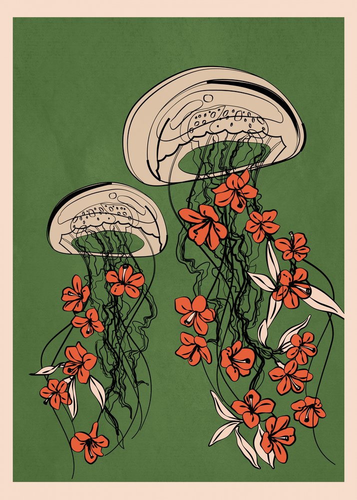 Floating Floral Jellyfish by Flow Line